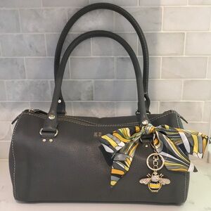 Kate Spade Charcoal Satchel with Striped Scarf